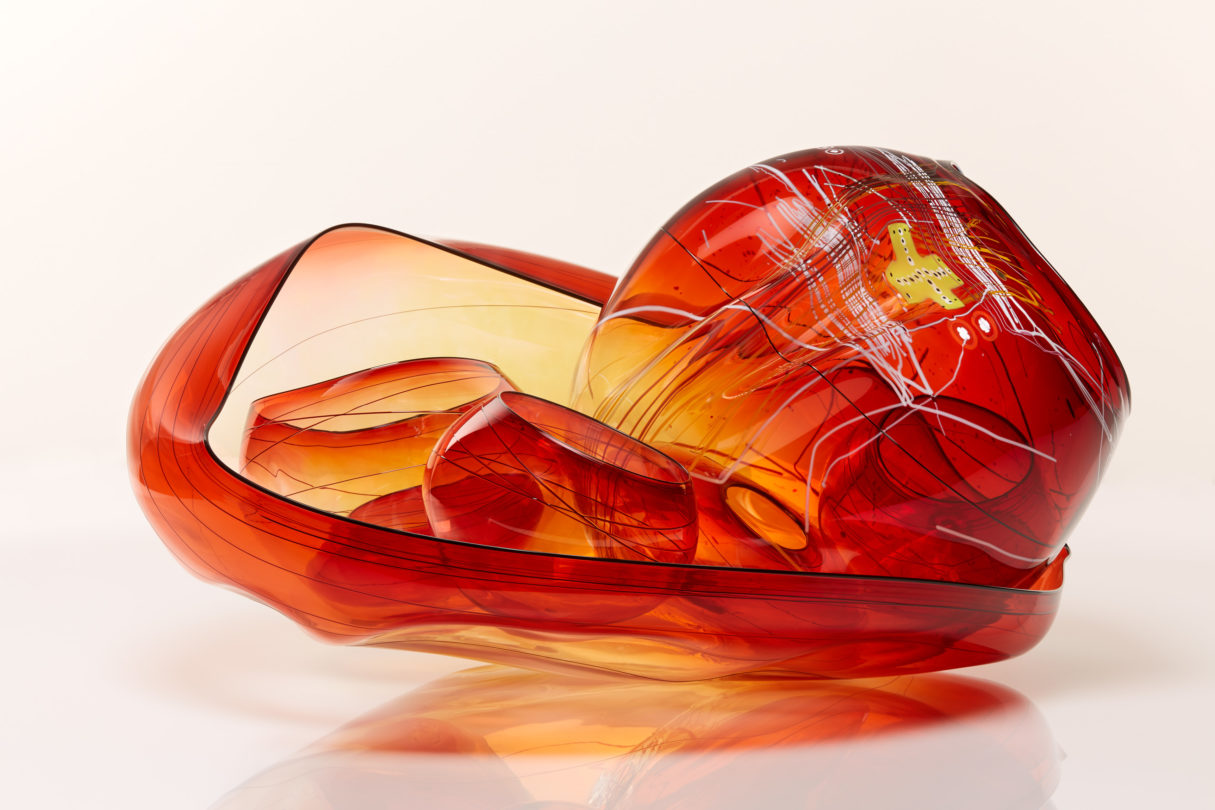 Chihuly | GARNET FLAME BASKET SET | 33486