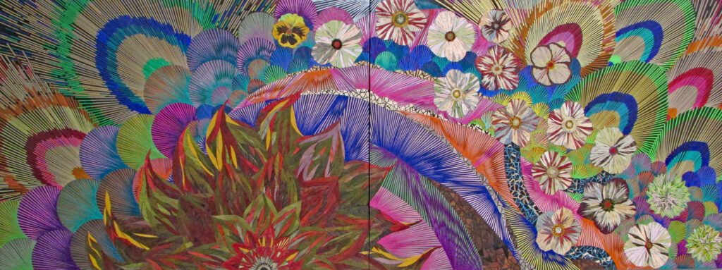 THE INVISIBLE WORLD II- ON THE WAY TO THE SHANGRI LA II, RAINBOW, FLOWERS, HORIZON AND PEACOCK | 34541